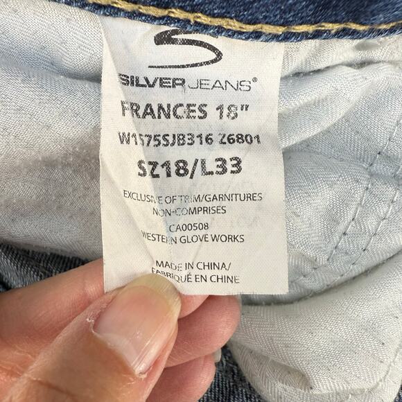 Silver Jeans Women's 18x33 Blue Frances 18" Bootcut Western Mid Rise Tall Jeans - Picture 8 of 15